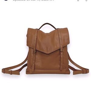 Lucky Brand Cognac Brown Pebbled Leather Group Vamp Utility Backpack Purse